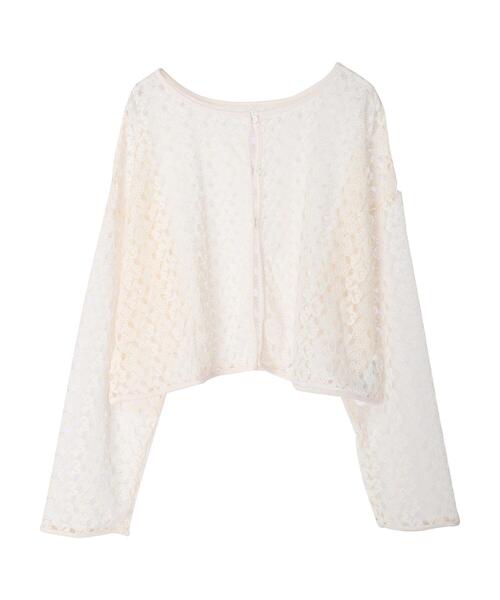 Green　Parks（グリーンパークス）の「2WAY すかし編みショート丈カーディガン＊（カーディガン/ボレロ・レディース・アイボリー/グリーン/ダークオレンジ・FREE）」の22枚目の写真