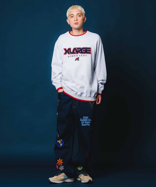 エクストララージカラフル刺繍デニムパンツ　サイズ34 XLARGE（エクストララージ）の「FLOWER DENIM PANTS（デニム