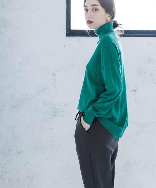 OPAQUE.CLIP（オペークドットクリップ）の「◆ラネリアウール 配色ラインデザインタートルネックニット【WEB限定カラー】（ニット/セーター・レディース・ライトブルー/ブラック/グレー/アイボリー/グリーン系その他5・40/38/42/36）」の12枚目の写真