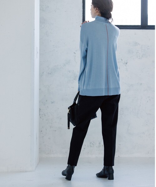 OPAQUE.CLIP（オペークドットクリップ）の「◆ラネリアウール 配色ラインデザインタートルネックニット【WEB限定カラー】（ニット/セーター・レディース・ライトブルー/ブラック/グレー/アイボリー/グリーン系その他5・40/38/42/36）」の18枚目の写真