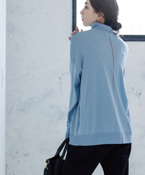 OPAQUE.CLIP（オペークドットクリップ）の「◆ラネリアウール 配色ラインデザインタートルネックニット【WEB限定カラー】（ニット/セーター・レディース・ライトブルー/ブラック/グレー/アイボリー/グリーン系その他5・40/38/42/36）」の19枚目の写真