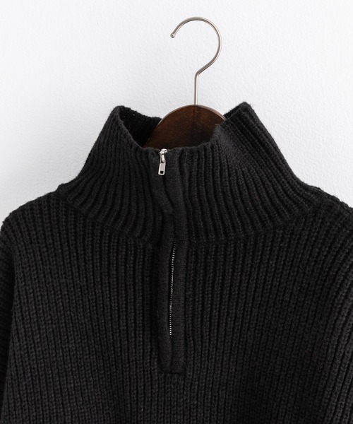 Ressaca（レサーカ）の「ハーフジップ畔編みトラックニットプルオーバー オーバーサイズ（ニット/セーター・メンズ・ブラック/ネイビー/グレー/オレンジ/ブルー/グリーン/マスタード/オフホワイト・M/L）」の21枚目の写真