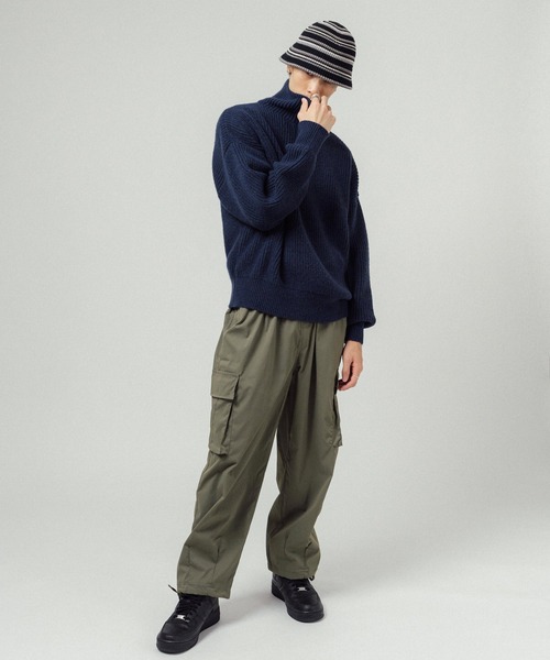 Ressaca（レサーカ）の「ハーフジップ畔編みトラックニットプルオーバー オーバーサイズ（ニット/セーター・メンズ・ブラック/ネイビー/グレー/オレンジ/ブルー/グリーン/マスタード/オフホワイト・M/L）」の15枚目の写真