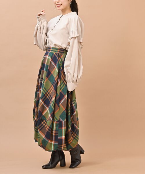 rps(アールピーエス)の「ピーチ起毛フリル袖ブラウス(シャツ/ブラウス・レディース・チャコールグレー/カーキ/アイボリー・フリー)」の8枚目の写真