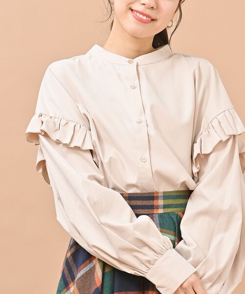 rps(アールピーエス)の「ピーチ起毛フリル袖ブラウス(シャツ/ブラウス・レディース・チャコールグレー/カーキ/アイボリー・フリー)」の17枚目の写真