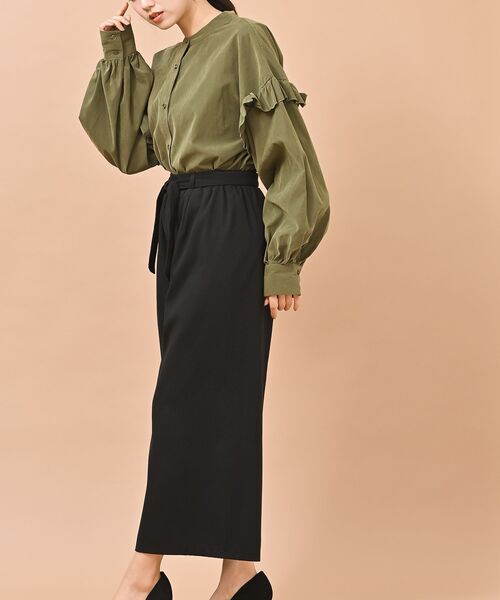 rps(アールピーエス)の「ピーチ起毛フリル袖ブラウス(シャツ/ブラウス・レディース・チャコールグレー/カーキ/アイボリー・フリー)」の10枚目の写真