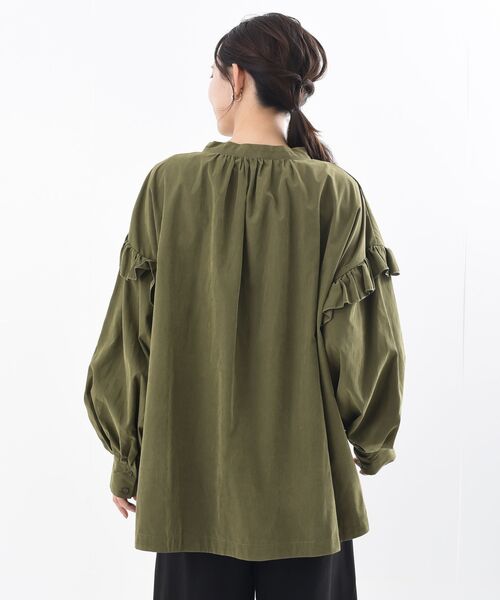 rps(アールピーエス)の「ピーチ起毛フリル袖ブラウス(シャツ/ブラウス・レディース・チャコールグレー/カーキ/アイボリー・フリー)」の7枚目の写真