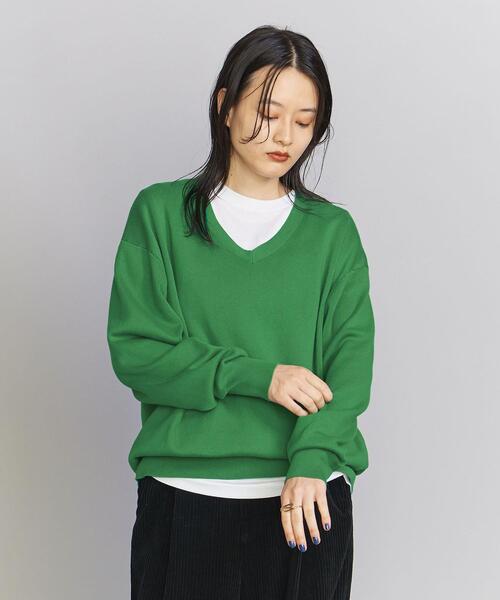 BEAUTY&YOUTH UNITED ARROWS(ビューティーアンドユースユナイテッドアローズ)の「ソフトコットン スムース Vネック ニットプルオーバー -ウォッシャブル-(ニット/セーター・レディース・オフホワイト/ピンク/ケリー・FREE)」の14枚目の写真
