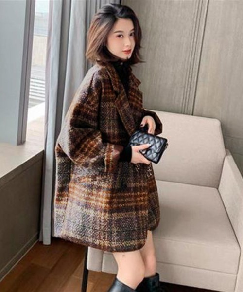 セール】マルチチェック柄ショートテーラーコート（テーラード