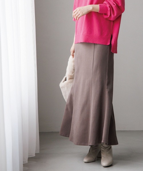 Cutie Blonde（キューティーブロンド）の「◆【落ち感が魅力】ツイル起毛マーメイドスカート（スカート・レディース・ピンク系/ブラック/ブラウン系その他/アイボリー・01/02/03）」の4枚目の写真