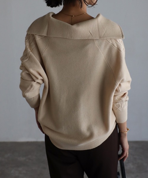 EASEBLUE(イーズブルー)の「ハーフジップニットプルオーバー(ニット/セーター・レディース・アイボリー/ブルー/レッド・FREE)」の5枚目の写真