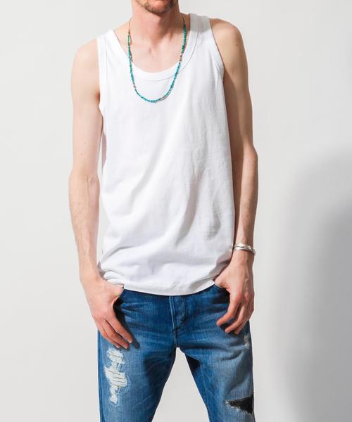 BEAUTY&YOUTH UNITED ARROWS（ビューティーアンドユースユナイテッドアローズ）の「BY ∴ ロング タンクトップ MADE IN JAPAN ◆（タンクトップ・メンズ・ホワイト/ネイビー・SMALL/MEDIUM/LARGE）」の4枚目の写真