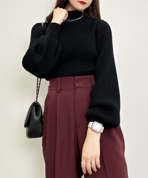 INGNI(イング)の「ボトルネックニット(ニット/セーター・レディース・モカ/ブルー/ピンク/オフホワイト/ブラック/グレー系その他/ボルドー/サックスブルー・M)」の3枚目の写真