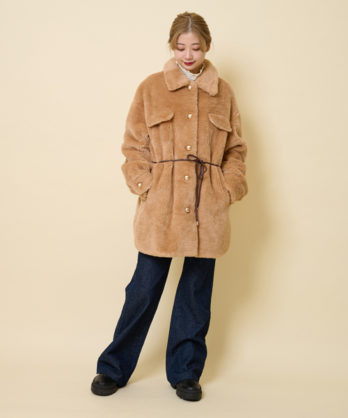 U by SPICK&SPAN SELECT(ユーバイスピックアンドスパンセレクト)の「【MOLLIOLLI/モリオリ】 ASHLEY SHIRKET HALF コート(その他アウター・レディース・キャメル・FREE)」の5枚目の写真