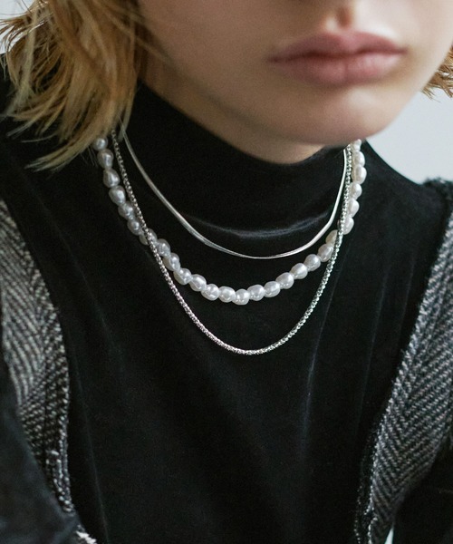 GOLDY（ゴールディ）の「パール × チェーン マルチ レイヤード ネックレス（ネックレス・レディース・ゴールド/シルバー・FREE）」の2枚目の写真