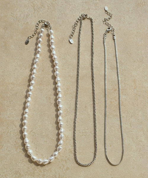 GOLDY（ゴールディ）の「パール × チェーン マルチ レイヤード ネックレス（ネックレス・レディース・ゴールド/シルバー・FREE）」の4枚目の写真