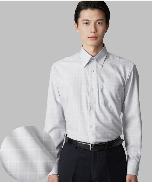 TOKYO SHIRTS（トウキョウシャツ）の「スーピマ 形態安定ノーアイロン ドゥエボットーニ・ボタンダウン 長袖ビジネスワイシャツ（ビジネスシャツ・メンズ・ライトブルー・首回り39cm-裄丈84cm/首回り43cm-裄丈82cm/首回り37cm-裄丈80cm/首回り39cm-裄丈80cm/首回り41cm-裄丈82cm/首回り41cm-裄丈86cm/首回り37cm-裄丈84cm/首回り42cm-裄丈82cm/首回り43cm-裄丈86cm/首回り42cm-裄丈86cm）」の6枚目の写真