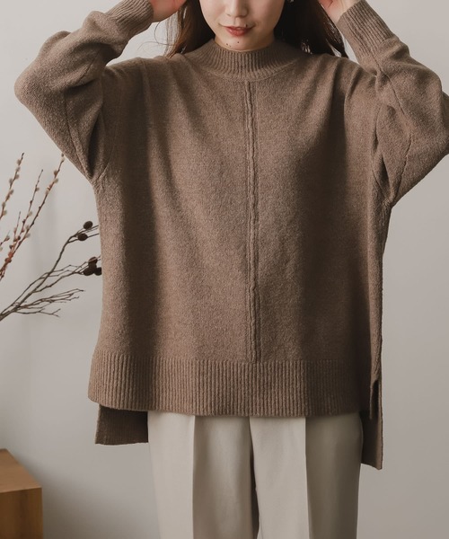 SENSE OF PLACE by URBAN RESEARCH（センスオブプレイスバイアーバンリサーチ）の「ストレッチセンターシームセーター（ニット/セーター・レディース・アイボリー/ピンク/モカ/ブラック・ONE）」の3枚目の写真