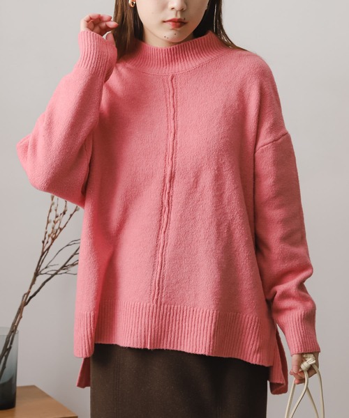 SENSE OF PLACE by URBAN RESEARCH（センスオブプレイスバイアーバンリサーチ）の「ストレッチセンターシームセーター（ニット/セーター・レディース・アイボリー/ピンク/モカ/ブラック・ONE）」の5枚目の写真