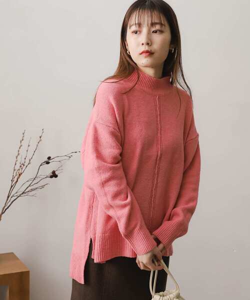 SENSE OF PLACE by URBAN RESEARCH（センスオブプレイスバイアーバンリサーチ）の「ストレッチセンターシームセーター（ニット/セーター・レディース・アイボリー/ピンク/モカ/ブラック・ONE）」の6枚目の写真