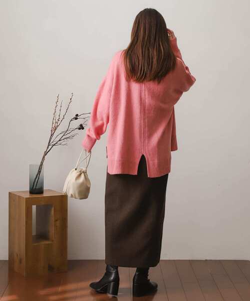 SENSE OF PLACE by URBAN RESEARCH（センスオブプレイスバイアーバンリサーチ）の「ストレッチセンターシームセーター（ニット/セーター・レディース・アイボリー/ピンク/モカ/ブラック・ONE）」の8枚目の写真