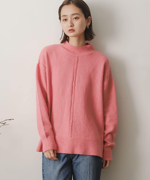 SENSE OF PLACE by URBAN RESEARCH（センスオブプレイスバイアーバンリサーチ）の「ストレッチセンターシームセーター（ニット/セーター・レディース・アイボリー/ピンク/モカ/ブラック・ONE）」の9枚目の写真