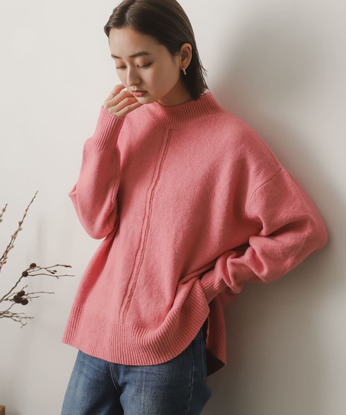 SENSE OF PLACE by URBAN RESEARCH（センスオブプレイスバイアーバンリサーチ）の「ストレッチセンターシームセーター（ニット/セーター・レディース・アイボリー/ピンク/モカ/ブラック・ONE）」の10枚目の写真