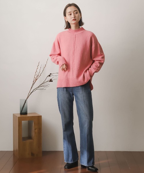 SENSE OF PLACE by URBAN RESEARCH（センスオブプレイスバイアーバンリサーチ）の「ストレッチセンターシームセーター（ニット/セーター・レディース・アイボリー/ピンク/モカ/ブラック・ONE）」の13枚目の写真