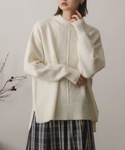 SENSE OF PLACE by URBAN RESEARCH（センスオブプレイスバイアーバンリサーチ）の「ストレッチセンターシームセーター（ニット/セーター・レディース・アイボリー/ピンク/モカ/ブラック・ONE）」の14枚目の写真