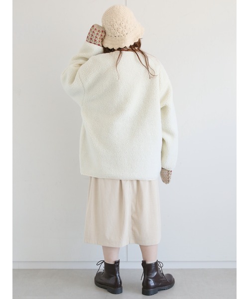 ehka sopo（エヘカソポ）の「無地／チェックボアアソートリバーシブルブルゾン（ブルゾン・レディース・オフホワイト/ブラック/ベージュ・ﾌﾘ-）」の16枚目の写真