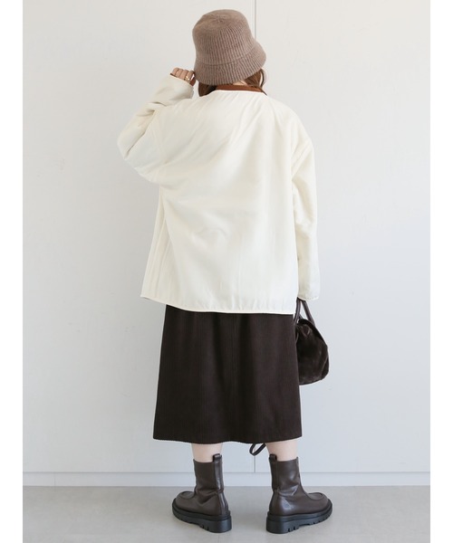 ehka sopo（エヘカソポ）の「無地／チェックボアアソートリバーシブルブルゾン（ブルゾン・レディース・オフホワイト/ブラック/ベージュ・ﾌﾘ-）」の21枚目の写真