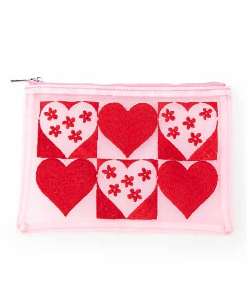 Casselini（キャセリーニ）の「Casselini(キャセリーニ)チュール刺繍ポーチ（ポーチ・レディース・ブルー/グリーン/ブラック/ピンク・FREE）」の11枚目の写真