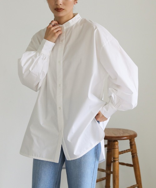 select MOCA（セレクトモカ）の「サイドカーブデザインシャツ（シャツ/ブラウス・レディース・ブルー/ホワイト・FREE）」の2枚目の写真