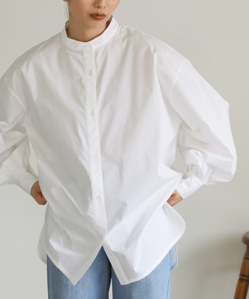 select MOCA（セレクトモカ）の「サイドカーブデザインシャツ（シャツ/ブラウス・レディース・ブルー/ホワイト・FREE）」の9枚目の写真