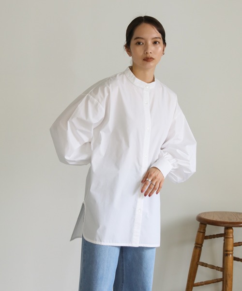 select MOCA（セレクトモカ）の「サイドカーブデザインシャツ（シャツ/ブラウス・レディース・ブルー/ホワイト・FREE）」の6枚目の写真
