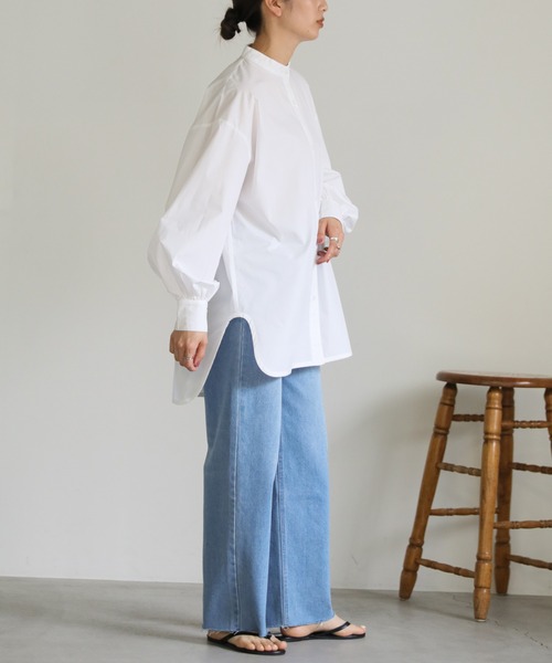 select MOCA（セレクトモカ）の「サイドカーブデザインシャツ（シャツ/ブラウス・レディース・ブルー/ホワイト・FREE）」の8枚目の写真