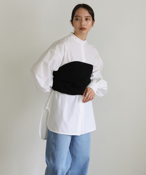 select MOCA（セレクトモカ）の「サイドカーブデザインシャツ（シャツ/ブラウス・レディース・ブルー/ホワイト・FREE）」の13枚目の写真