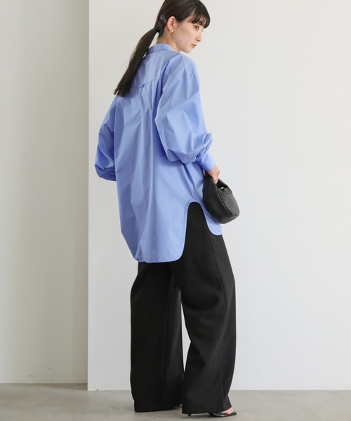 select MOCA（セレクトモカ）の「サイドカーブデザインシャツ（シャツ/ブラウス・レディース・ブルー/ホワイト・FREE）」の4枚目の写真