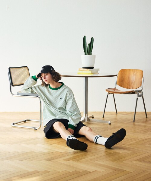 TOWNCRAFT（タウンクラフト）の「TOWN CRAFT/タウンクラフト 別注 ピンボーダーロングスリーブTシャツ/ロンT（Tシャツ/カットソー・メンズ・ホワイト/ブラック/オリーブ/ブルー・LARGE/MEDIUM）」の5枚目の写真
