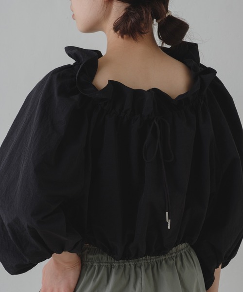 Kastane（カスタネ）の「【2023SSカタログ掲載アイテム】ナイロン衿ギャザーブラウス（シャツ/ブラウス・レディース・アイボリー/ブラック・FREE）」の7枚目の写真
