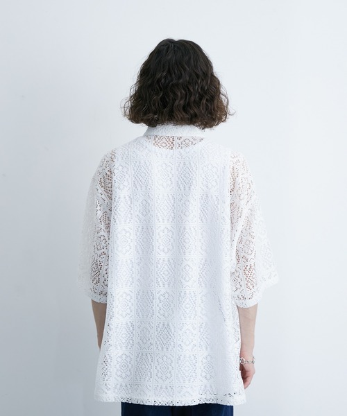 JUNRED（ジュンレッド）の「レギュラーカラーS/Sレースビッグシャツ（シャツ/ブラウス・メンズ・ブルー系その他4/ブラック/ホワイト・L/M/S）」の20枚目の写真