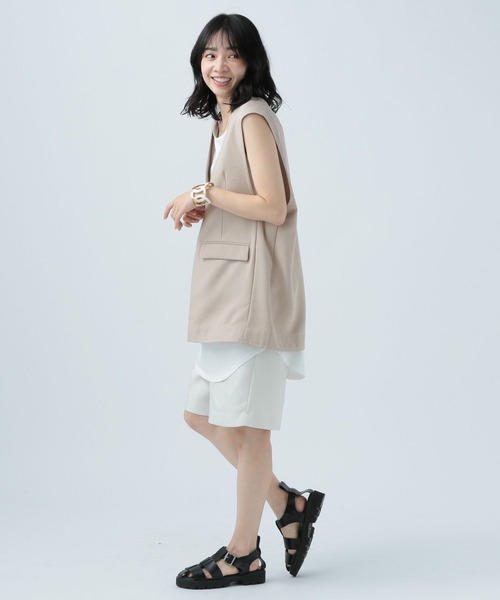 BAYFLOW（ベイフロー）の「リネンライクVネックベスト（ベスト・レディース・ネイビー/カーキ/ベージュ・FREE）」の11枚目の写真