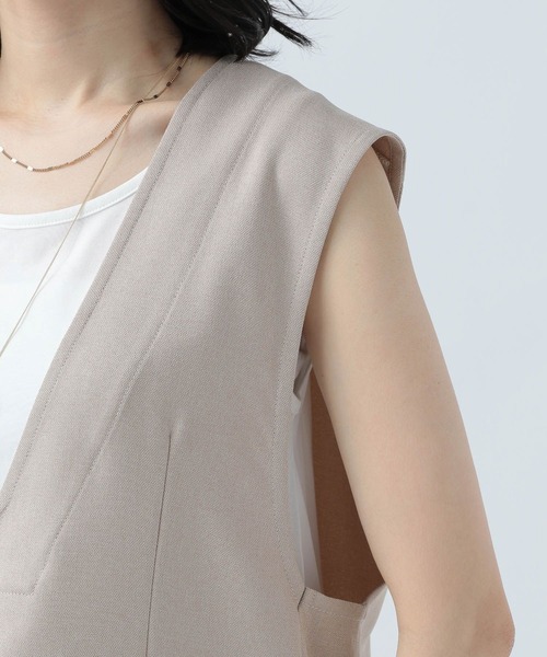 BAYFLOW（ベイフロー）の「リネンライクVネックベスト（ベスト・レディース・ネイビー/カーキ/ベージュ・FREE）」の16枚目の写真