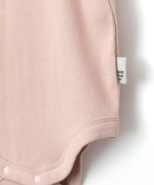 MAKE YOUR DAY（メイクユアデイ）の「無地リブ襟付きパフスリーブロンパス（ロンパース・キッズ・オレンジ/ピンク/ミント/オフホワイト・80/70）」の17枚目の写真