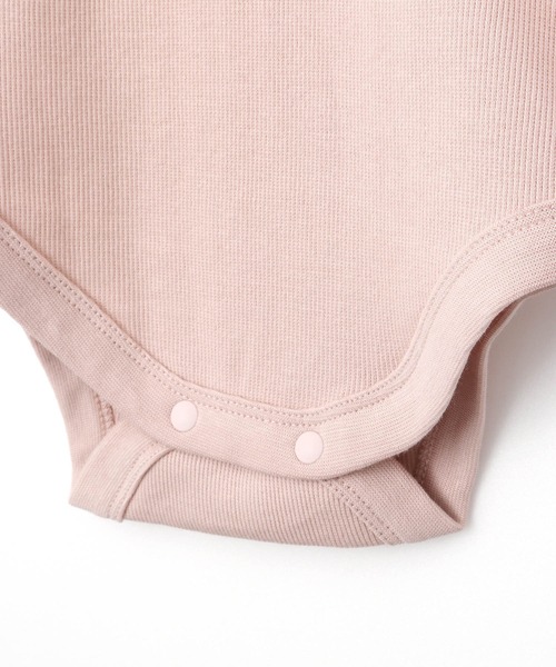 MAKE YOUR DAY（メイクユアデイ）の「無地リブ襟付きパフスリーブロンパス（ロンパース・キッズ・オレンジ/ピンク/ミント/オフホワイト・80/70）」の15枚目の写真