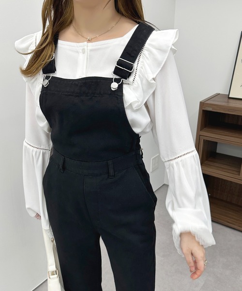 apres jour（アプレジュール）の「デニムサロペット【ZOZOTOWN限定アイテム】（サロペット/オーバーオール・レディース・ダークブルー/ブラック・MEDIUM/SMALL/X-LARGE）」の5枚目の写真