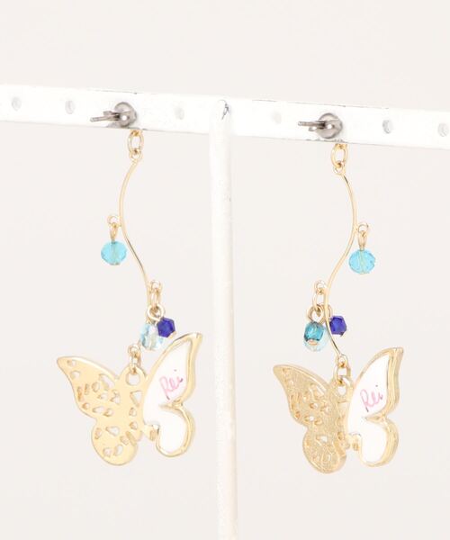 tone(トーン)の「【零-Rei-】瞬きシリーズ ゆらゆら蝶々ピアス(MA)(ピアス(両耳用)・レディース・ブルー/オレンジ・FREE)」の4枚目の写真