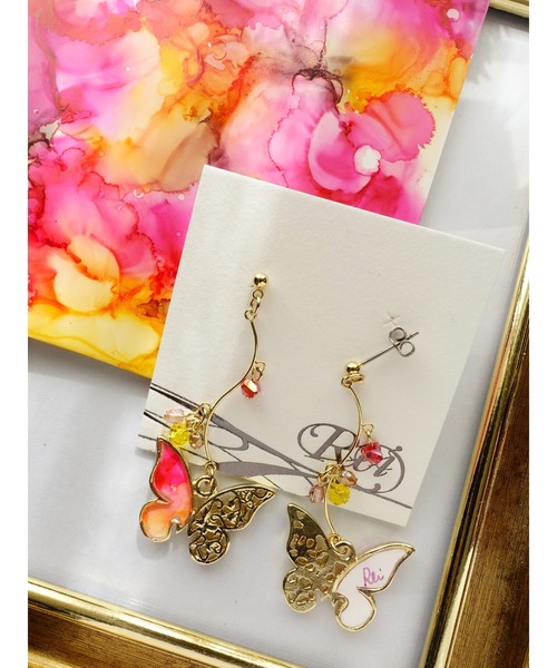 tone(トーン)の「【零-Rei-】瞬きシリーズ ゆらゆら蝶々ピアス(MA)(ピアス(両耳用)・レディース・ブルー/オレンジ・FREE)」の6枚目の写真