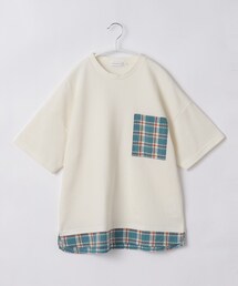 THE SHOP TK （ザ ショップ ティーケー ）の「◆【150-160】チェックレイヤード風トップス（Tシャツ/カットソー・キッズ）」