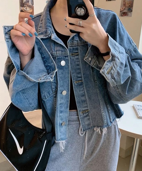 SPIGA（スピーガ）の「裾ｶｯﾄﾃﾞﾆﾑｼﾞｬｹｯﾄ（デニムジャケット・レディース・ブルー・FREE）」の4枚目の写真